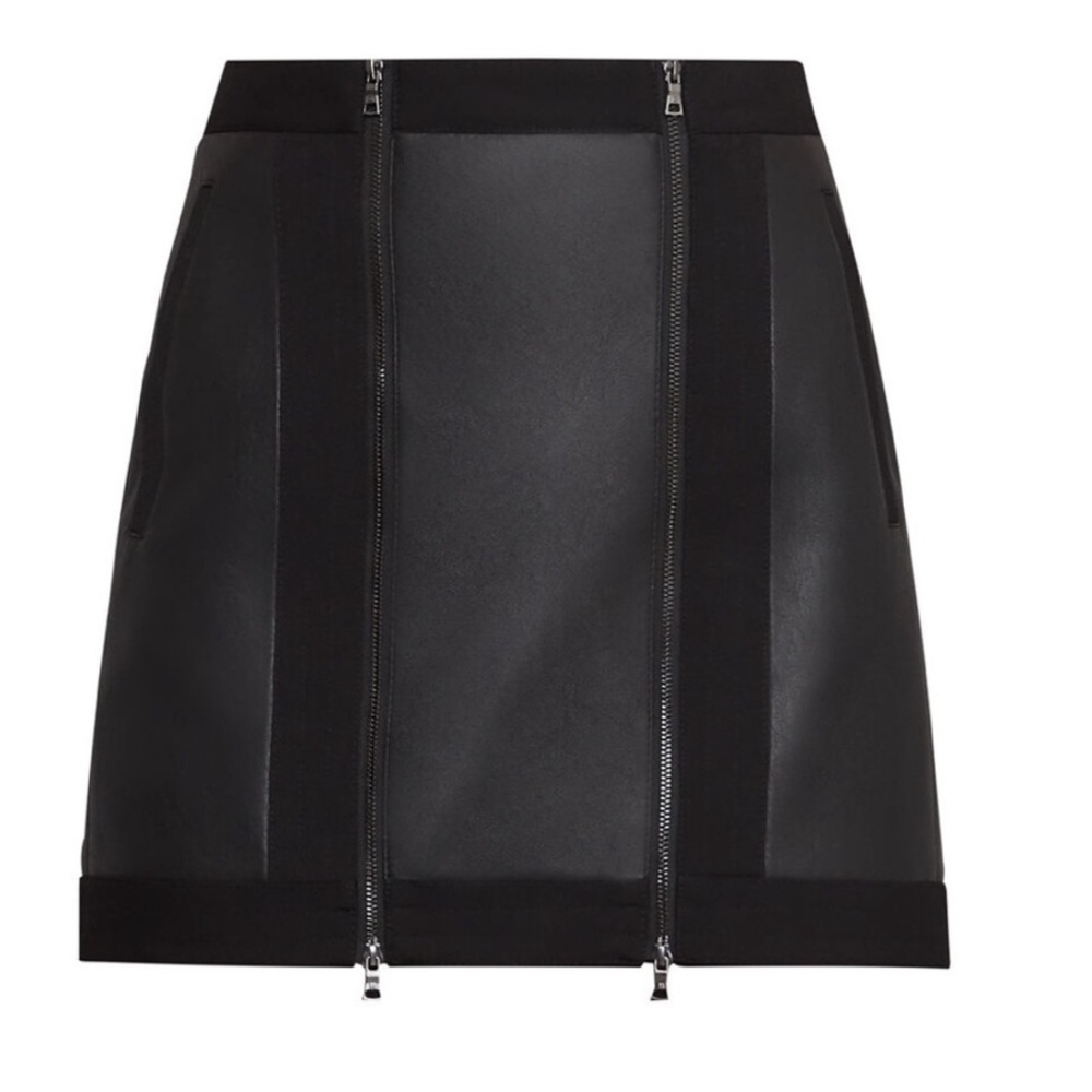 BCBGMAXAZRIA Zipper Leather Skirt - Size Small